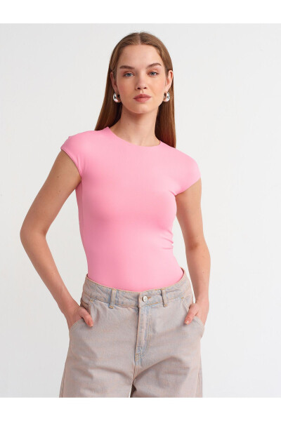 30856 Poliamid T-shirt-Pembe-Pembe 