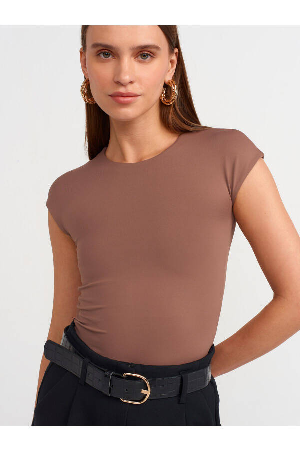 30856 Poliamid T-shirt-S.Kahve-S.Kahve - 5