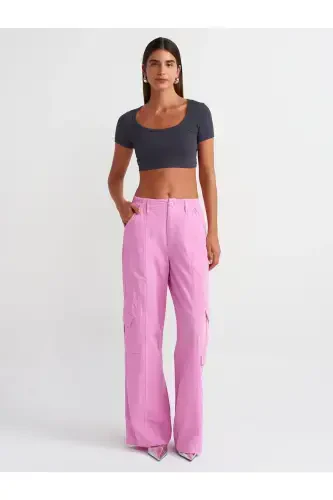 30876 Qisqa Yengli Crop Top-Antratsit-Antratsit - 3