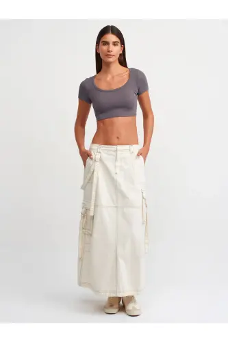 30876 Qisqa Yengli Crop Top-Tutunrang-Tutunrang - 3