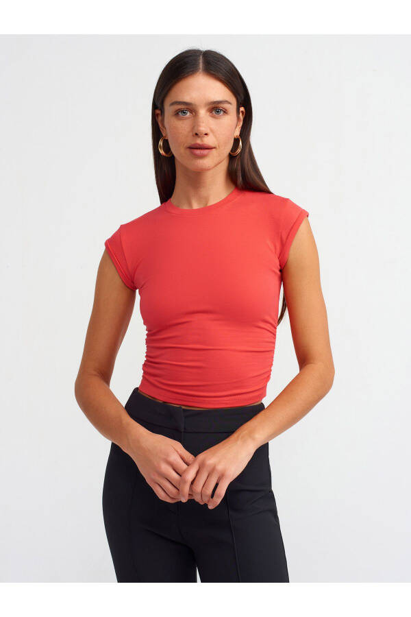 30899 Top with Side Ruffles - A.Red - 1