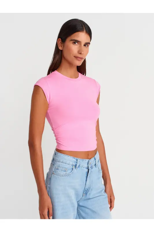 30899 Yanları Büzgü Detaylı Top-Pembe-Pembe - 3