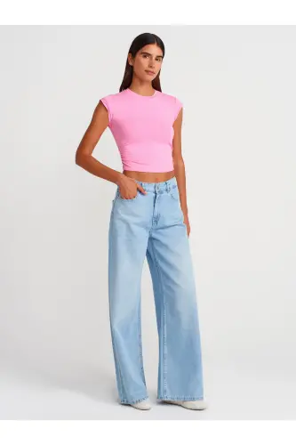 30899 Yanları Büzgü Detaylı Top-Pembe-Pembe - 4