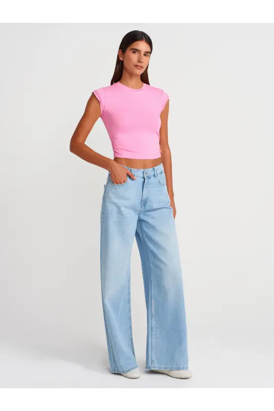 30899 Yanları Büzgü Detaylı Top-Pembe-Pembe - 4