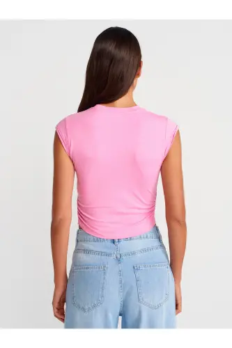 30899 Yanları Büzgü Detaylı Top-Pembe-Pembe - DILVIN (1)