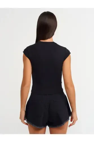 30899 Yonlari Büzgü Detayli Top-Qora-Qora - DILVIN (1)