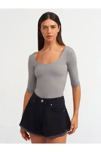 30900 Boat Neck Polyamide T-shirt-gray-Gray - DILVIN (1)