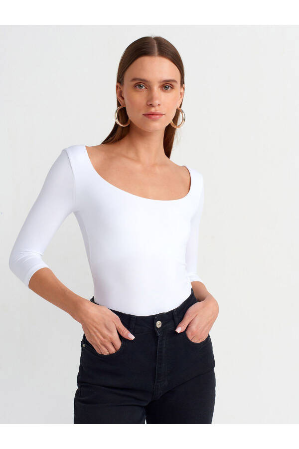 30900 Boat Neck Polyamide T-shirt - White - 13