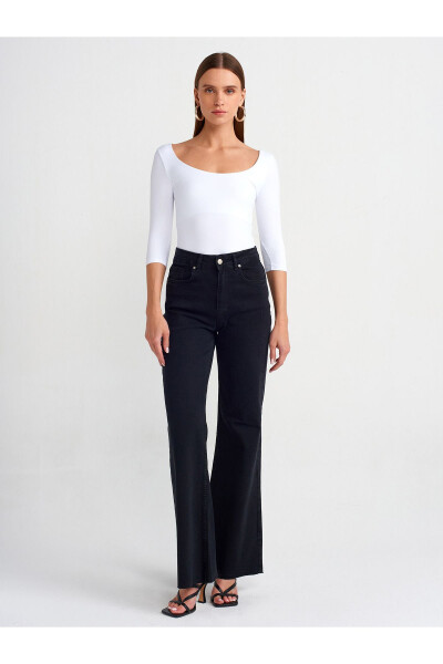 30900 Qayiq Yoqa Poliamid T-shirt - Oq - 4