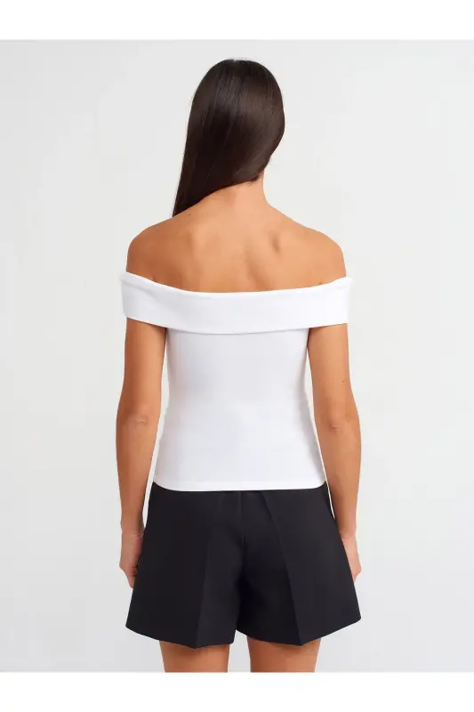 30926 Off-the-shoulder Top-white-White - 2