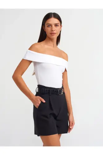 30926 Off-the-shoulder Top-white-White - 4