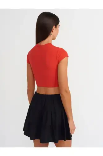 30936 Fitted Crop Top-D.Red-D.Red - DILVIN (1)