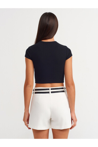 30936 Обтягивающий кроп-топ - Черный - 6