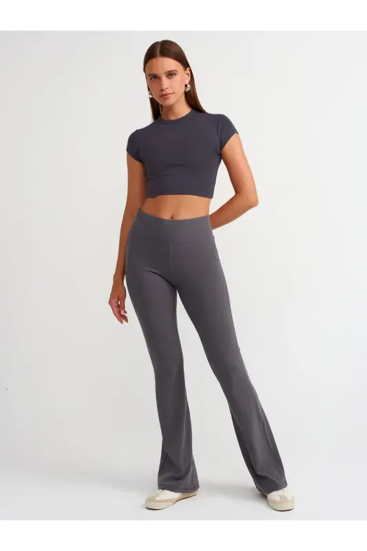 30936 Tana mos tushadigan Crop Top-Antratsit-Antratsit - 4