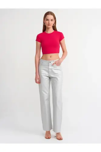 30936 Vücuda Oturan Crop Top-Fuşya-Fuşya - DILVIN (1)