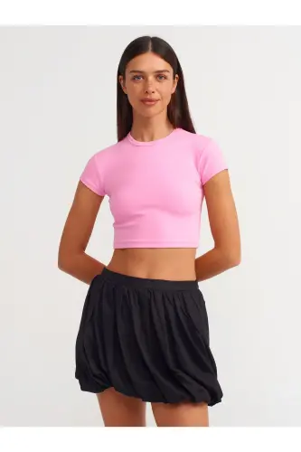 30936 Vujudga O‘tirgan Crop Top-Pushti-Pushti - DILVIN (1)