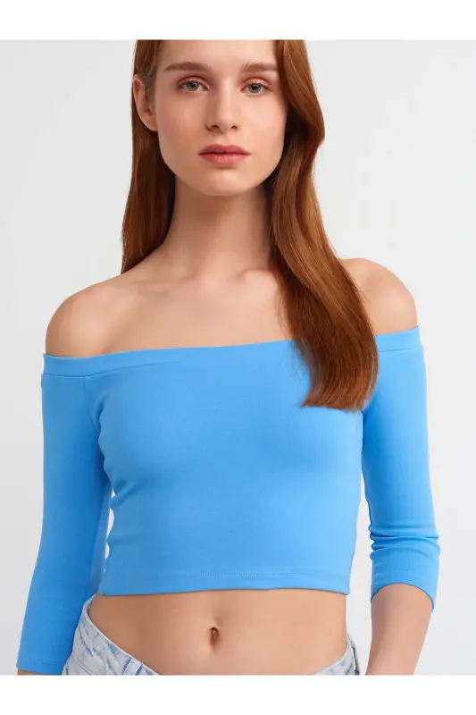 30937 Off-Shoulder Top-Blue-Blue - 1