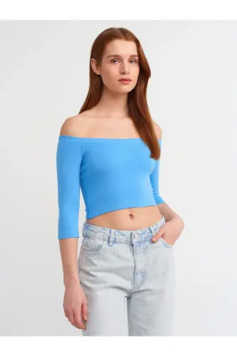30937 Off-Shoulder Top-Blue-Blue - 3