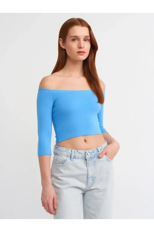 30937 Off-Shoulder Top-Blue-Blue - 3