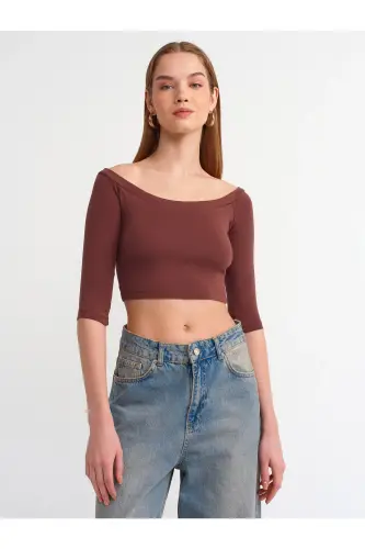 30937 Off-Shoulder Top-Coffee-Coffee 