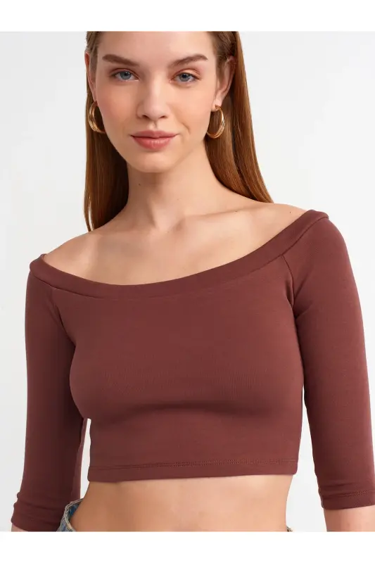30937 Off-Shoulder Top-Coffee-Coffee - 4