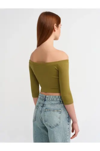 30937 Off-Shoulder Top-Khaki-Khaki - 2