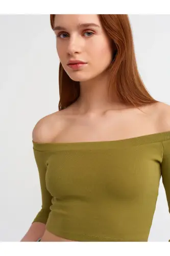 30937 Off-Shoulder Top-Khaki-Khaki - 4