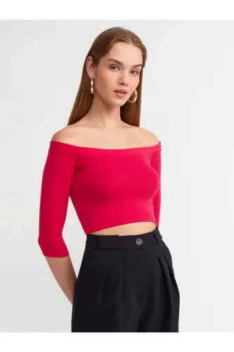 30937 Yelkasi Ochiq Top-Fuchsiya-Fuchsiya - 4