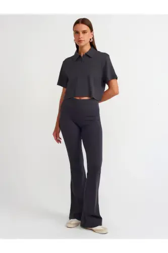 30961 Polo Yaka Pamuklu T-shirt-antrasit-Antrasit - 4