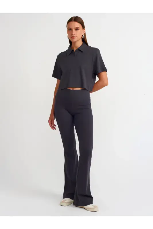 30961 Polo Yaka Pamuklu T-shirt-antrasit-Antrasit - 4