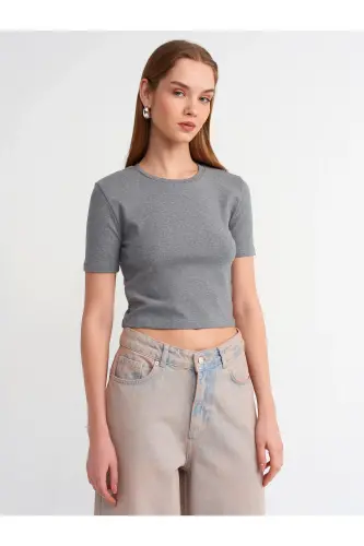 30995 Crop T-shirt-Antrasit-Antrasit 