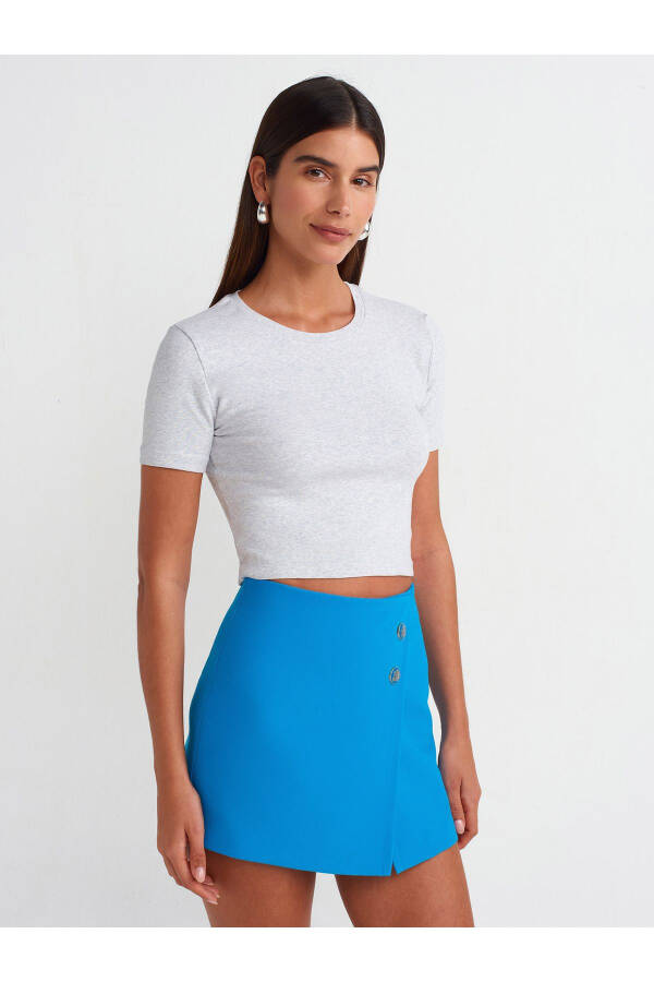 30995 Crop T-shirt - Grey Melange - 1