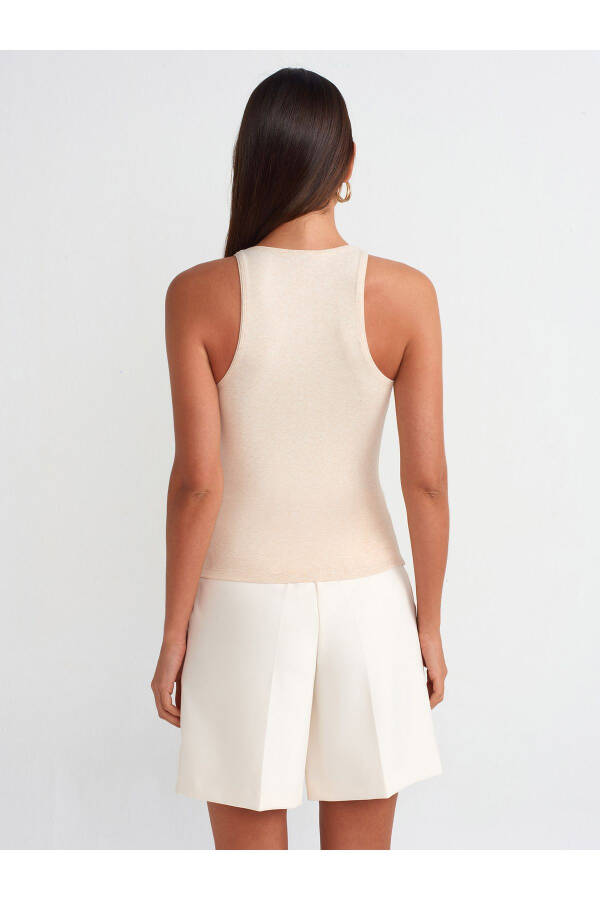 30997 Halter Yaka Top - Bej Melanj - 14