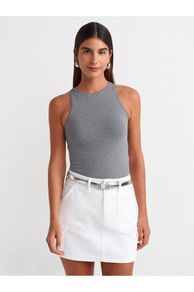 30999 Halter Neck Top - Anthracite - 5