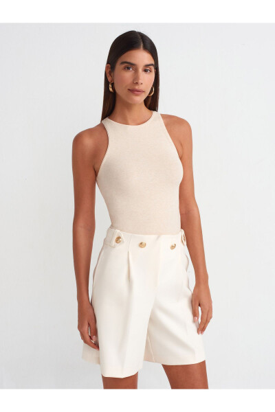 30999 Halter Neck Top - Beige Melange - 13