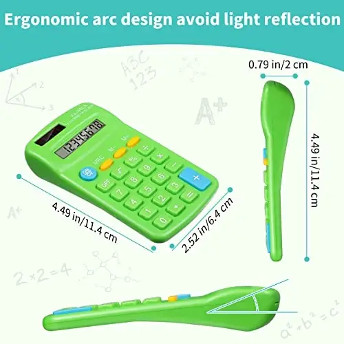 30 Pack Pocket Calculator Small Battery Powered Bulk Mini Size 4 Function Hand Held Basic Calculator for Students Kids School Home Office(Green, White, Red, Yellow, Blue, Black) - 4