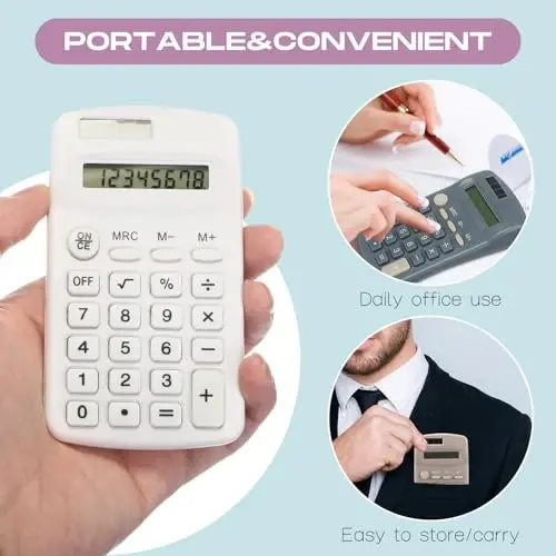 30 Pack Pocket Calculator Small Battery Powered Bulk Mini Size 4 Function Hand Held Basic Calculator for Students Kids School Home Office(Multicolor) - 5
