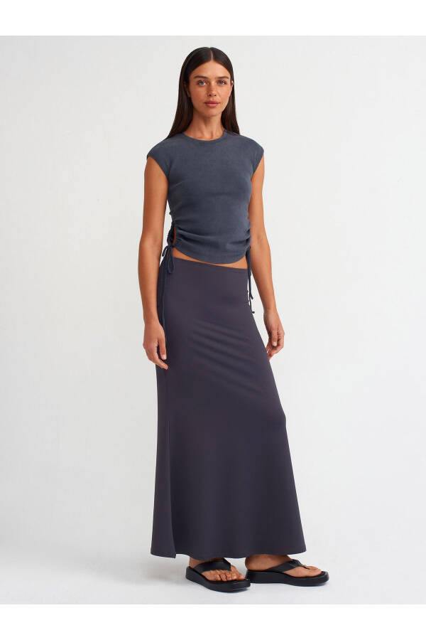 31018 Ribbed Blouse with Window Detail - Anthracite - 8