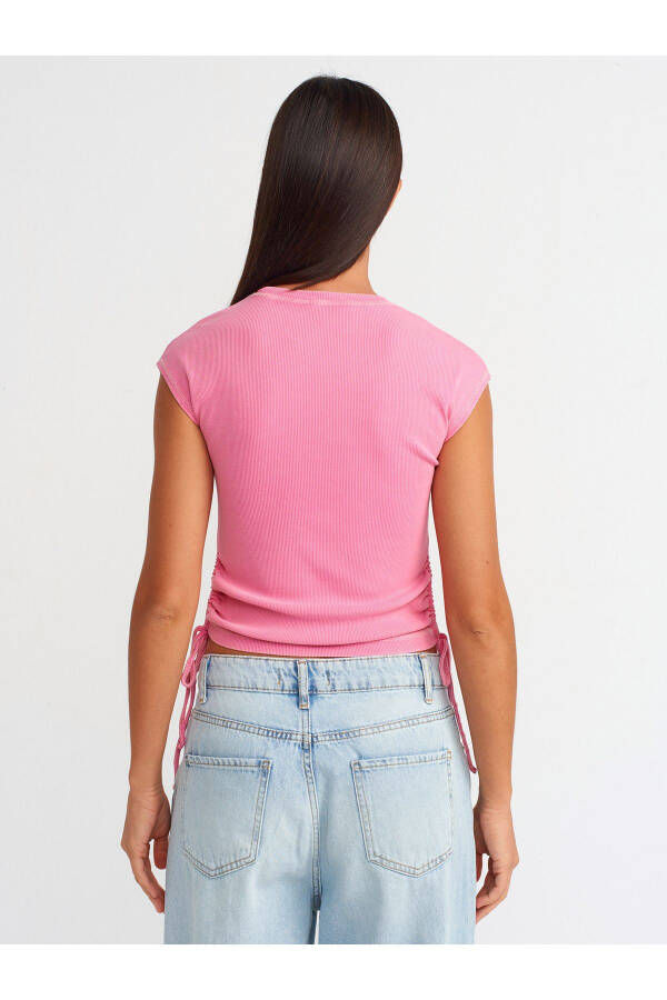 31018 Ribbed Blouse with Window Detail - Pink - 14