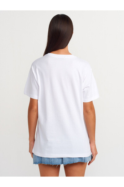 31065 Baksı Detal T-shirt-Oq - 14