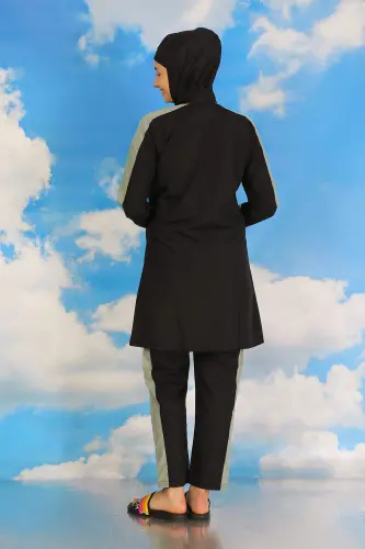 31066 raqamli qora rangda shimlar kiyimi qo'llarida tasmali ayollar uchun butun badan kiyimi - 4