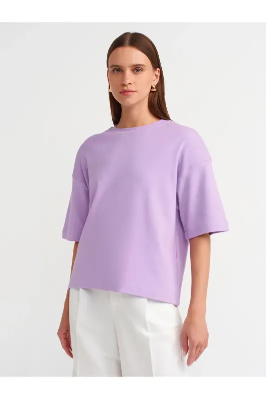 31067 Cotton Padded T-shirt-lilac-Lilac - DILVIN