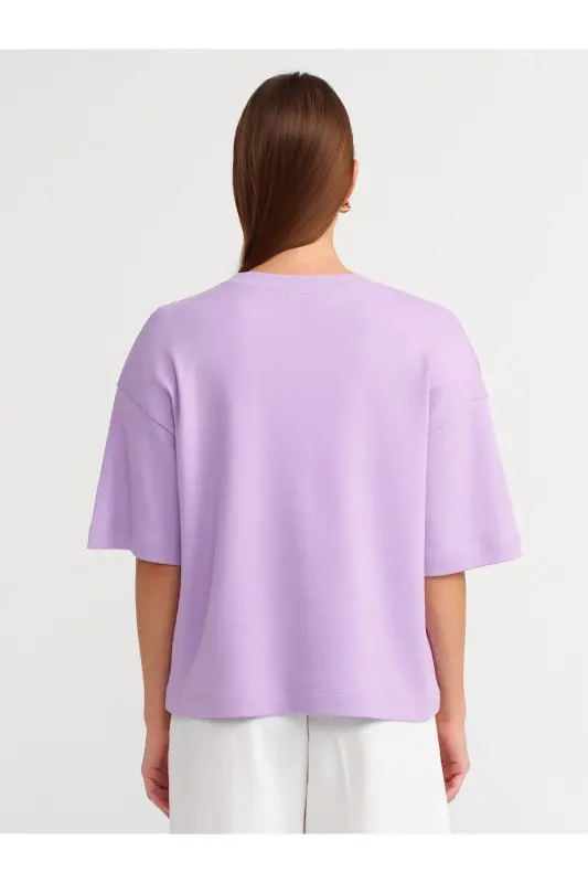 31067 Cotton Padded T-shirt-lilac-Lilac - 2