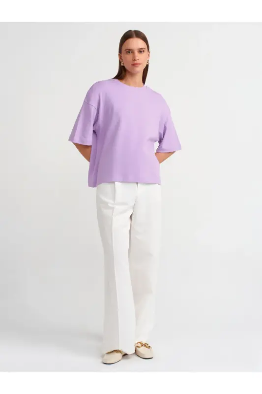 31067 Cotton Padded T-shirt-lilac-Lilac - 3