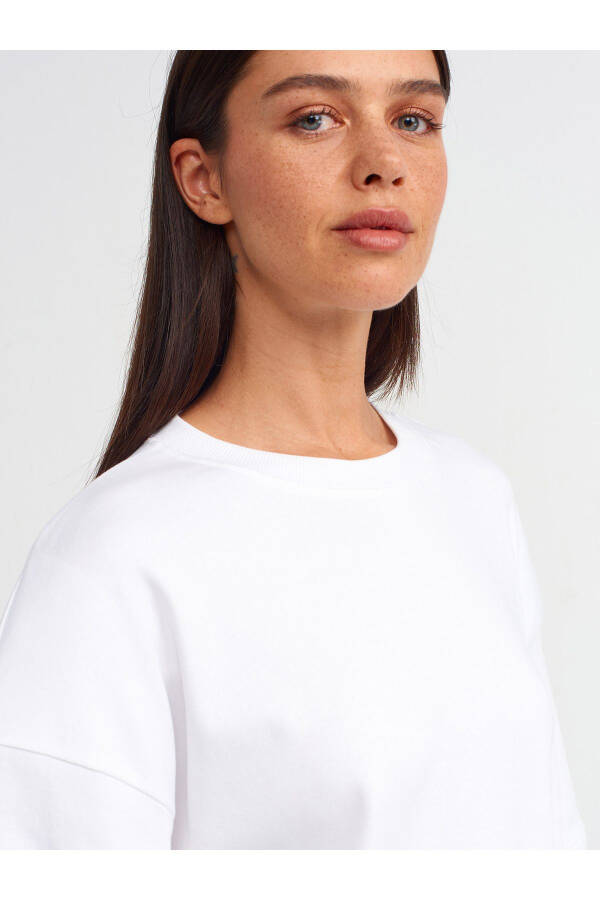 31067 Pamuklu Vatkalı T-shirt-beyaz - Beyaz - 15