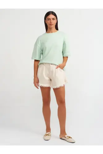 31067 Pamuklu Vatkalı T-shirt-çağla-Çağla - 3