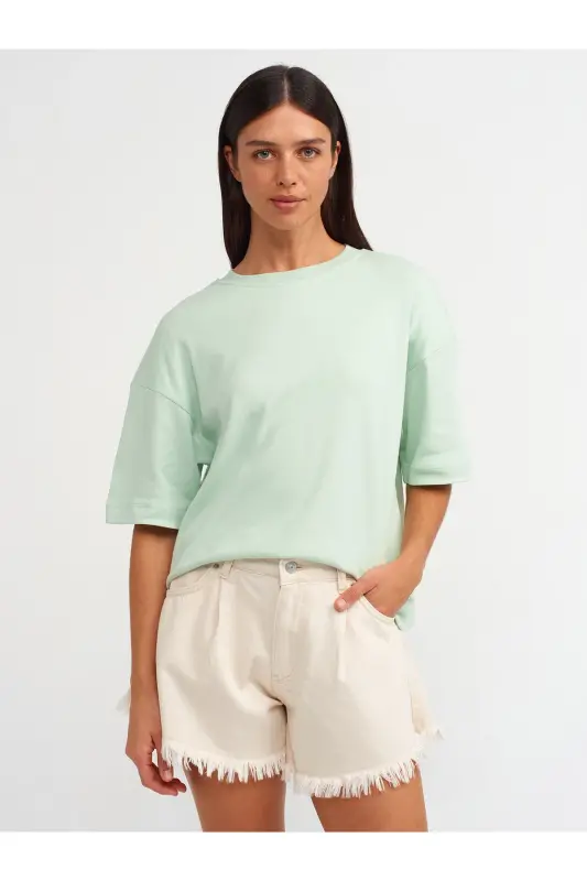 31067 Paxtali vatkali futbolka-to'q yashil-To'q yashil - 1