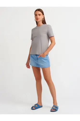 31069 Cotton Crew Neck T-shirt- Gray-Gray - 3