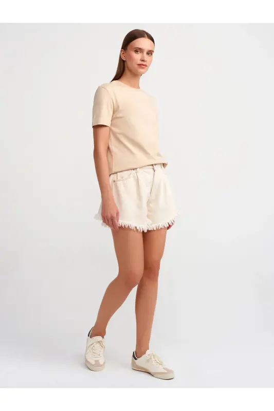 31069 Cotton Crew Neck T-shirt - Light Beige - light beige - 3