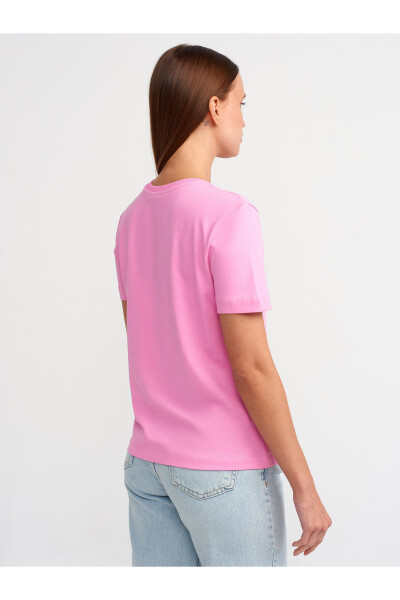 31069 Cotton Crew Neck T-shirt - Pink - DILVIN (1)